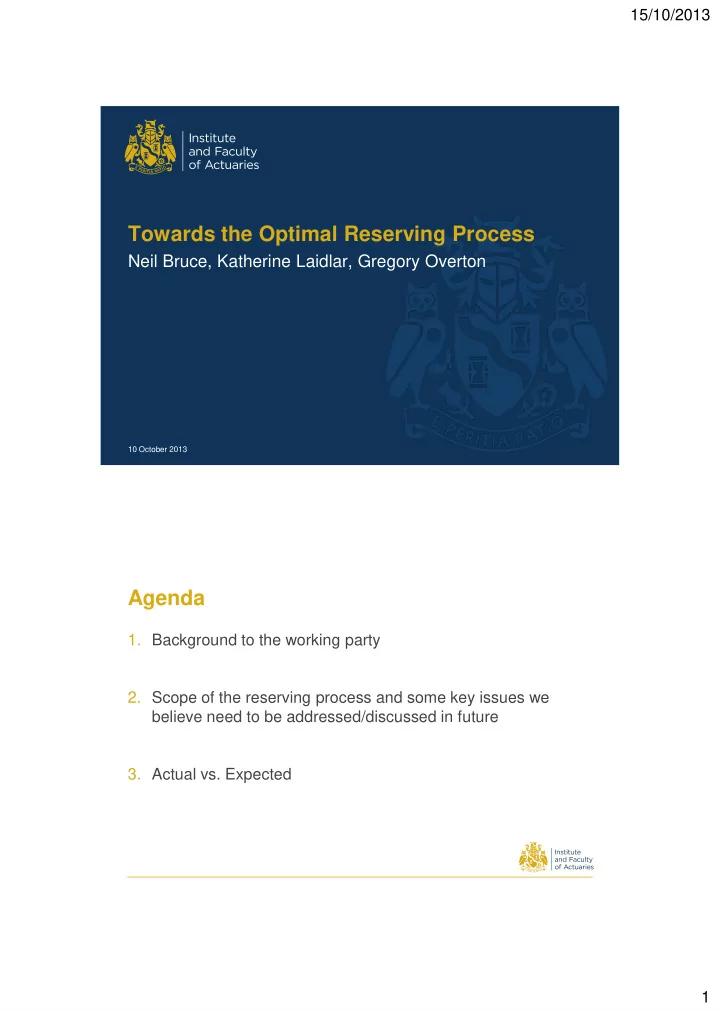 towards the optimal reserving process