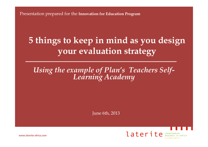 5 things to keep in mind as you design your evaluation