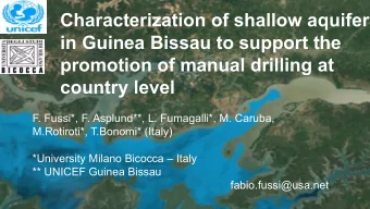 Characterization of shallow aquifers  in Guinea Bissau to support the  promotion of manual drilling
