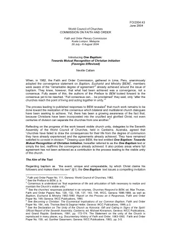 FO/2004:43  June 2004  World Council of Churches  COMMISSION ON FAITH AND ORDER  Faith and Order