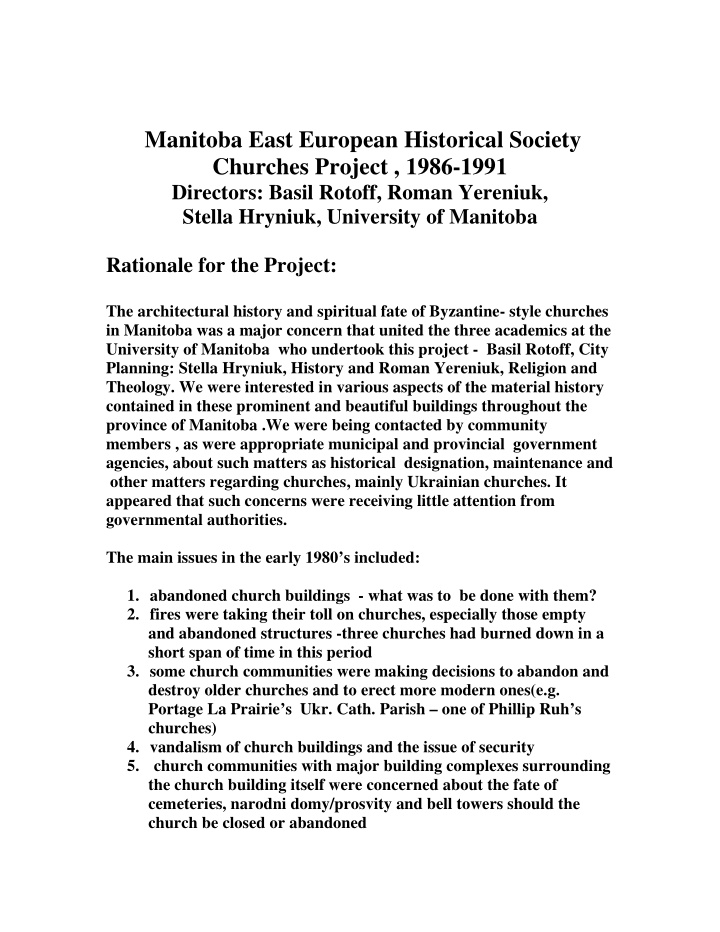 manitoba east european historical society
