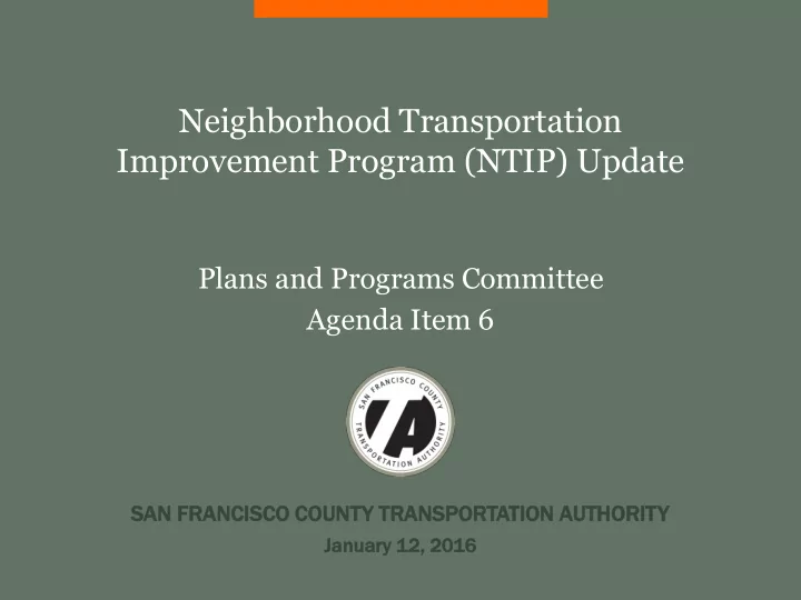improvement program ntip update