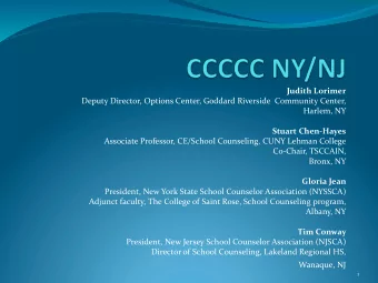 Tim Conway  President, New Jersey School Counselor Association (NJSCA)  Director of School