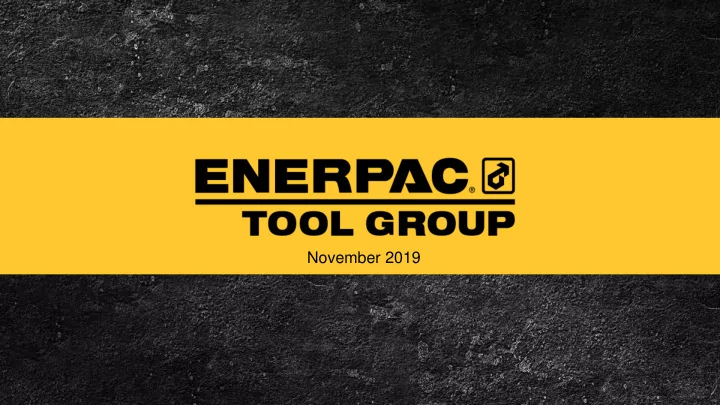 november 2019 forward looking statements