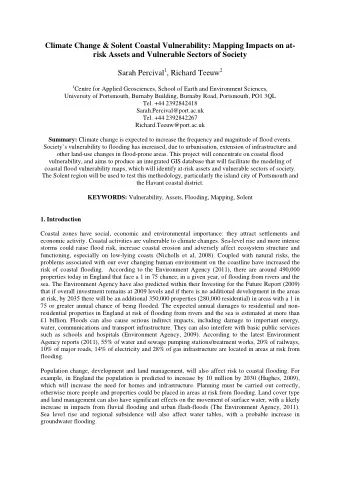 Climate Change &amp; Solent Coastal Vulnerability: Mapping Impacts on at-  risk Assets and