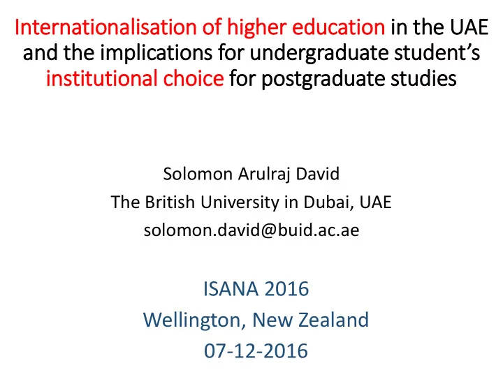 in intern rnationali lisation of f hig igher educatio ion