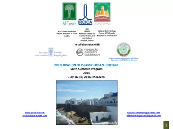 In collabora/on with: Organization (AIDMO) Rabat, Morocco  Arabic Industrial Development and Mining