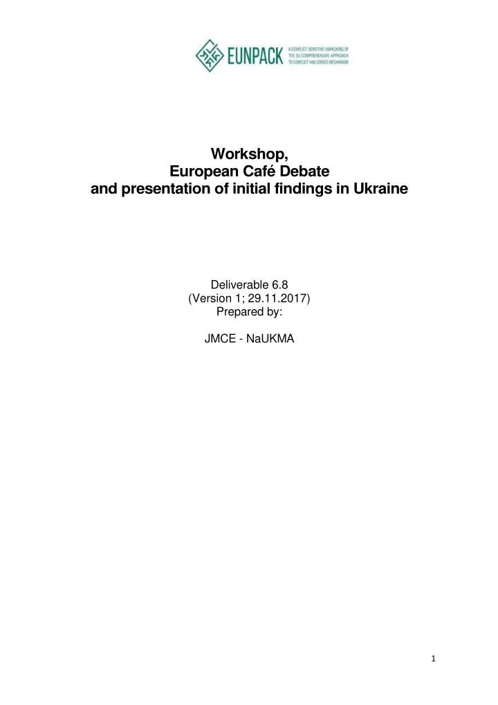 workshop european caf debate and presentation of initial