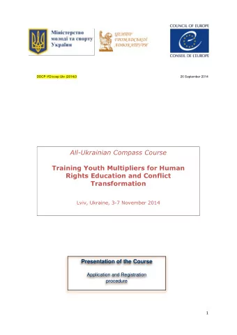All-Ukrainian Compass Course  Training Youth Multipliers for Human  Rights Education and Conflict
