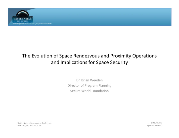 the evolution of space rendezvous and proximity