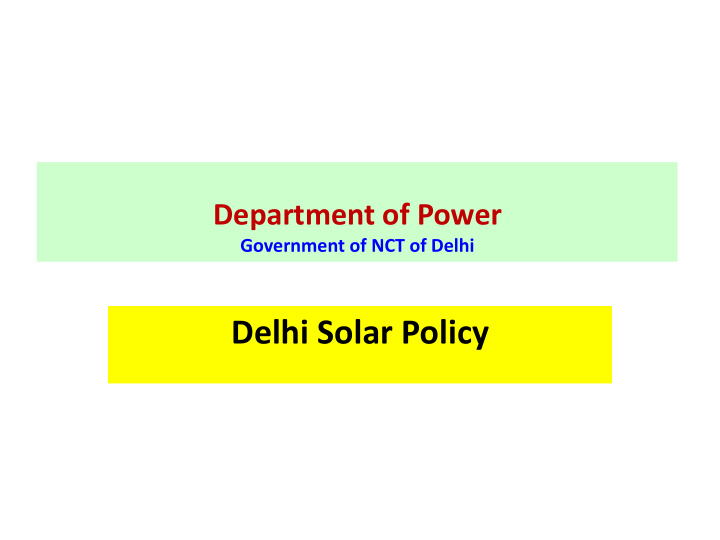 department of power government of nct of delhi delhi