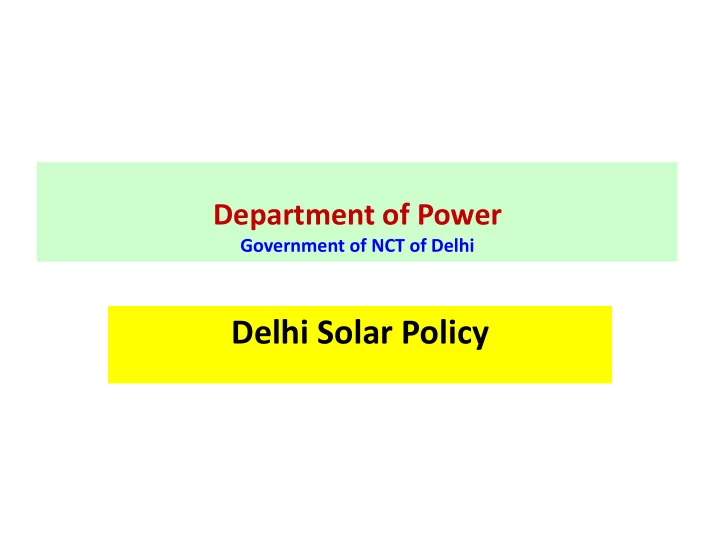 department of power government of nct of delhi delhi