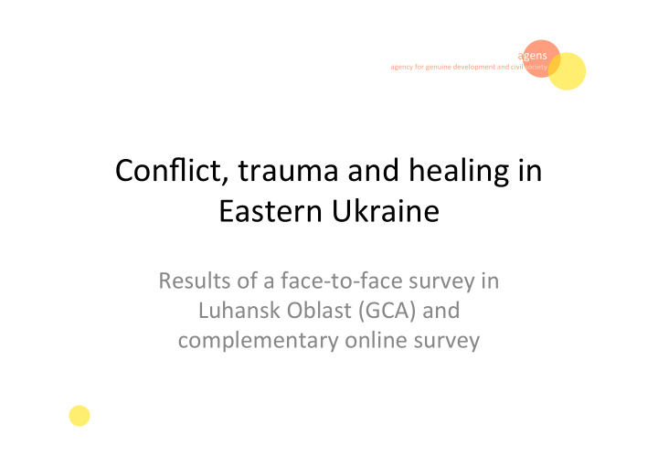 conflict trauma and healing in eastern ukraine