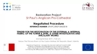St Pauls Anglican Pro -Cathedral  Negotiated Procedure REFERENCE NUMBER: SPAPC.ERDF 004/2018