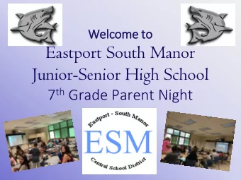 Junior-Senior High School 7 th Grade Parent Night  Whos Who at ESM?  Prin  rincip  ipal :