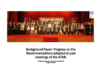 Background Paper: Progress on the  Background Paper: Progress on the  Background Paper: Progress on