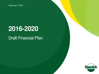 2016-2020  Draft Financial Plan  Agenda  o  First of 2 scheduled meetings for departmental