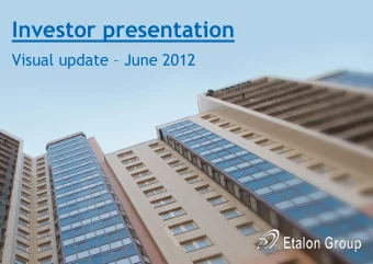Investor presentation Visual update  June 2012  Summary of 2012 Planned Deliveries  Projects