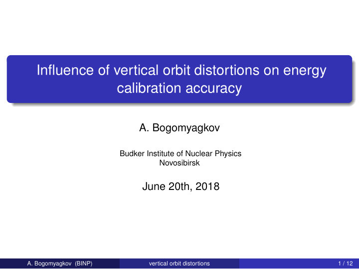 influence of vertical orbit distortions on energy
