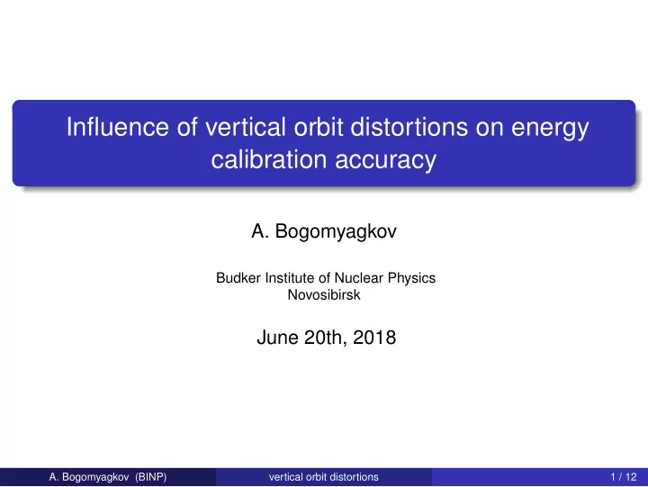 influence of vertical orbit distortions on energy