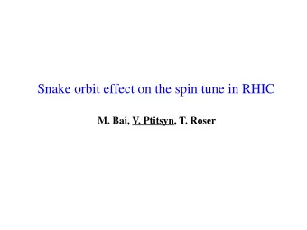 Snake orbit effect on the spin tune in RHIC  M. Bai, V. Ptitsyn, T. Roser  Spin tune versus snake
