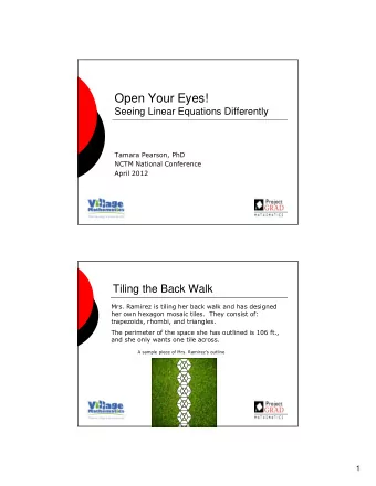Open Your Eyes!  Seeing Linear Equations Differently