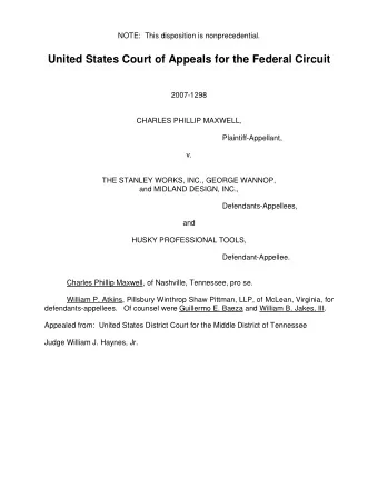 United States Court of Appeals for the Federal Circuit  2007-1298  CHARLES PHILLIP MAXWELL,
