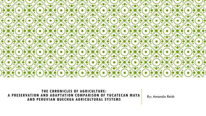 and peruvian quechua agricultural systems outline