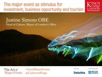 Justine Simons OBE Head of Culture, Mayor of Londons Office
