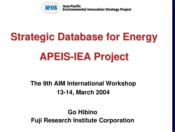 strategic database for energy strategic database for