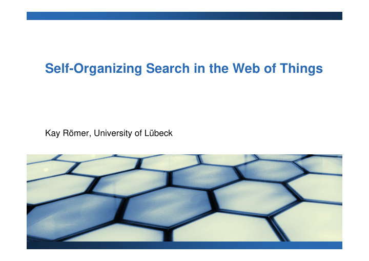 self organizing search in the web of things