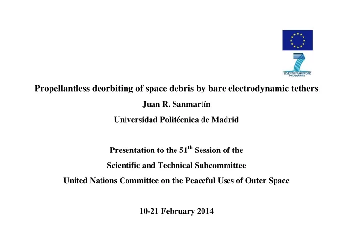 propellantless deorbiting of space debris by bare