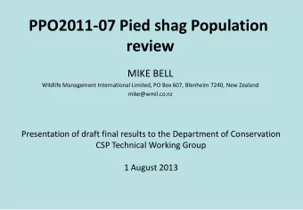 PPO2011-07 Pied shag Population  review MIKE BELL  Wildlife Management International Limited, PO