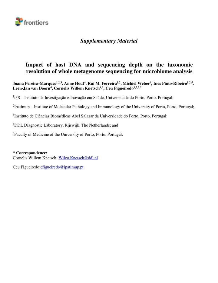 supplementary material impact of host dna and sequencing