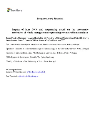 Supplementary Material Impact of host DNA and sequencing depth on the taxonomic  resolution of