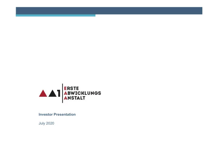 investor presentation july 2020 eaa at a glance