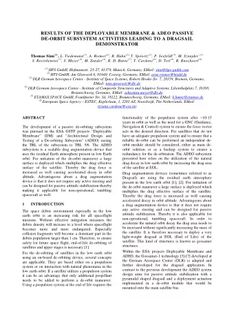 RESULTS OF THE DEPLOYABLE MEMBRANE &amp; ADEO PASSIVE  DE-ORBIT SUBSYSTEM ACTIVITIES LEADING TO A
