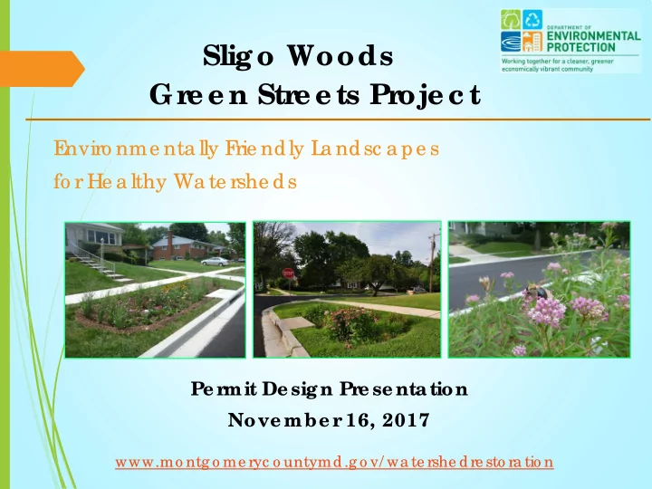sligo woods gr e e n str e e ts pr oje c t