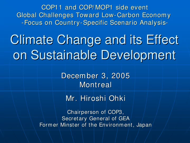 climate change and its effect climate change and its