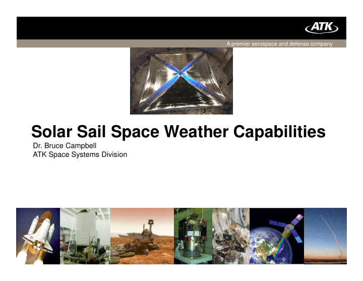solar sail space weather capabilities solar sail space