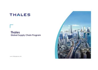 Thales  Global Supply Chain Program  www.thalesgroup.com  Global Markets we serve  DUAL MARKETS