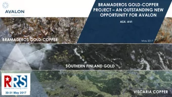 BRAMADEROS GOLD-COPPER PROJECT  AN OUTSTANDING NEW  OPPORTUNITY FOR AVALON  ASX: AVI  BRAMADEROS