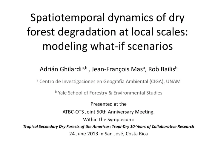 forest degradation at local scales