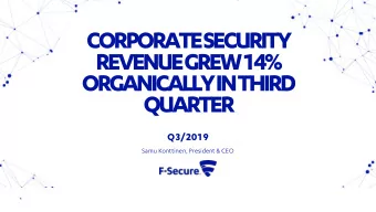 CORPORATE SECURITY  REVENUE GREW 14%  ORGANICALLY IN THIRD  QUARTER  Q3/2019  Samu Konttinen,