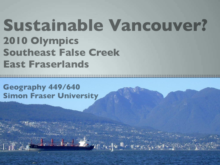 sustainable vancouver