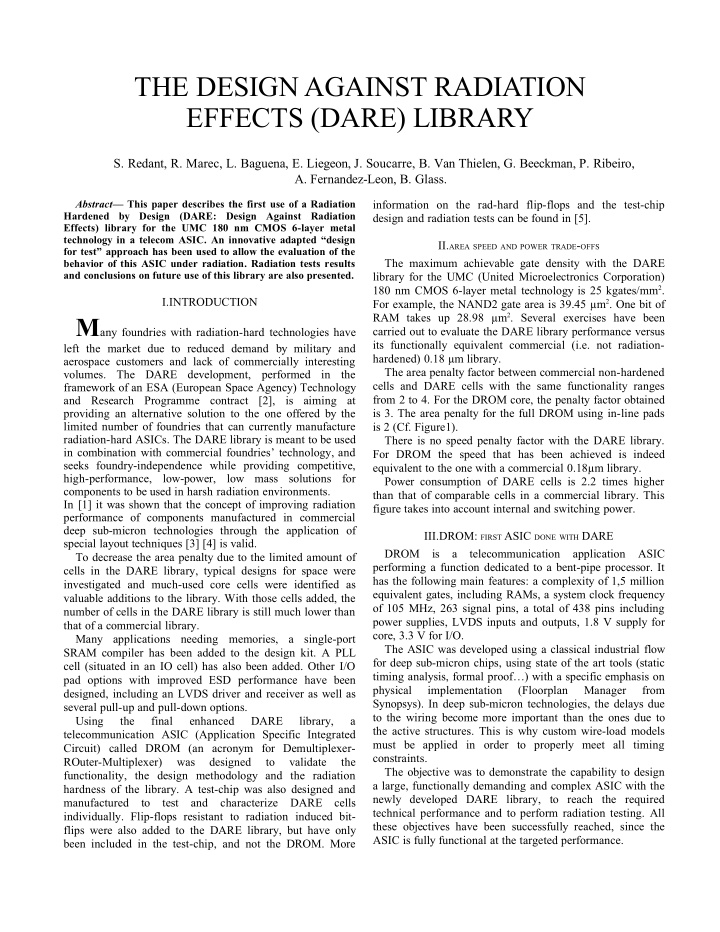 the design against radiation effects dare library