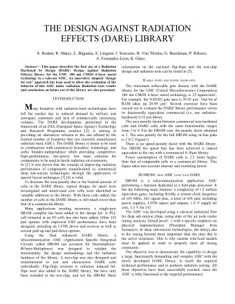 THE DESIGN AGAINST RADIATION  EFFECTS (DARE) LIBRARY  S. Redant, R. Marec, L. Baguena, E. Liegeon,