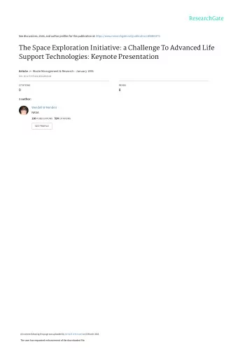 The Space Exploration Initiative: a Challenge To Advanced Life  Support Technologies: Keynote