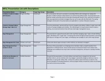 MFLC Presentation List with Descriptions  Presentation Name  Category  Target Age Group