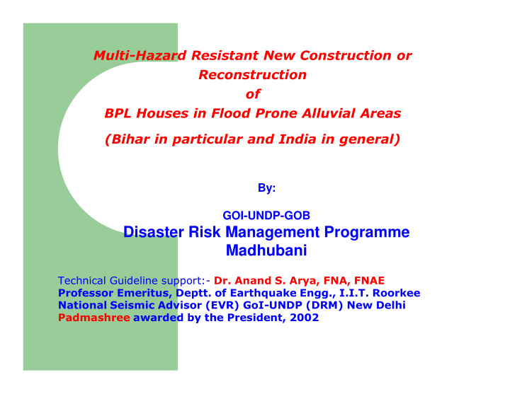 disaster risk management programme madhubani
